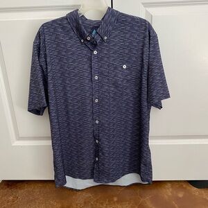 ANGL Blue‎ Geometric Casual Button Down Shirt